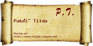 Pakó Tilda névjegykártya